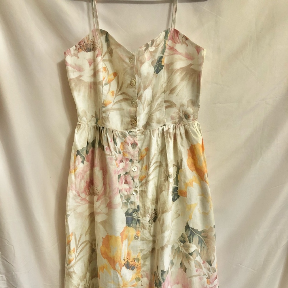 H&M Floral Pastel Linen-Blend Dress